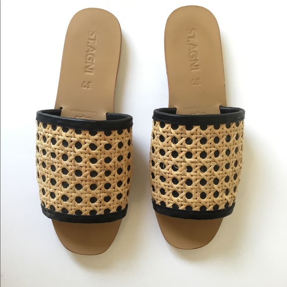 St. Agni Shoes - St. Agni Cane Hennie Rattan Slides